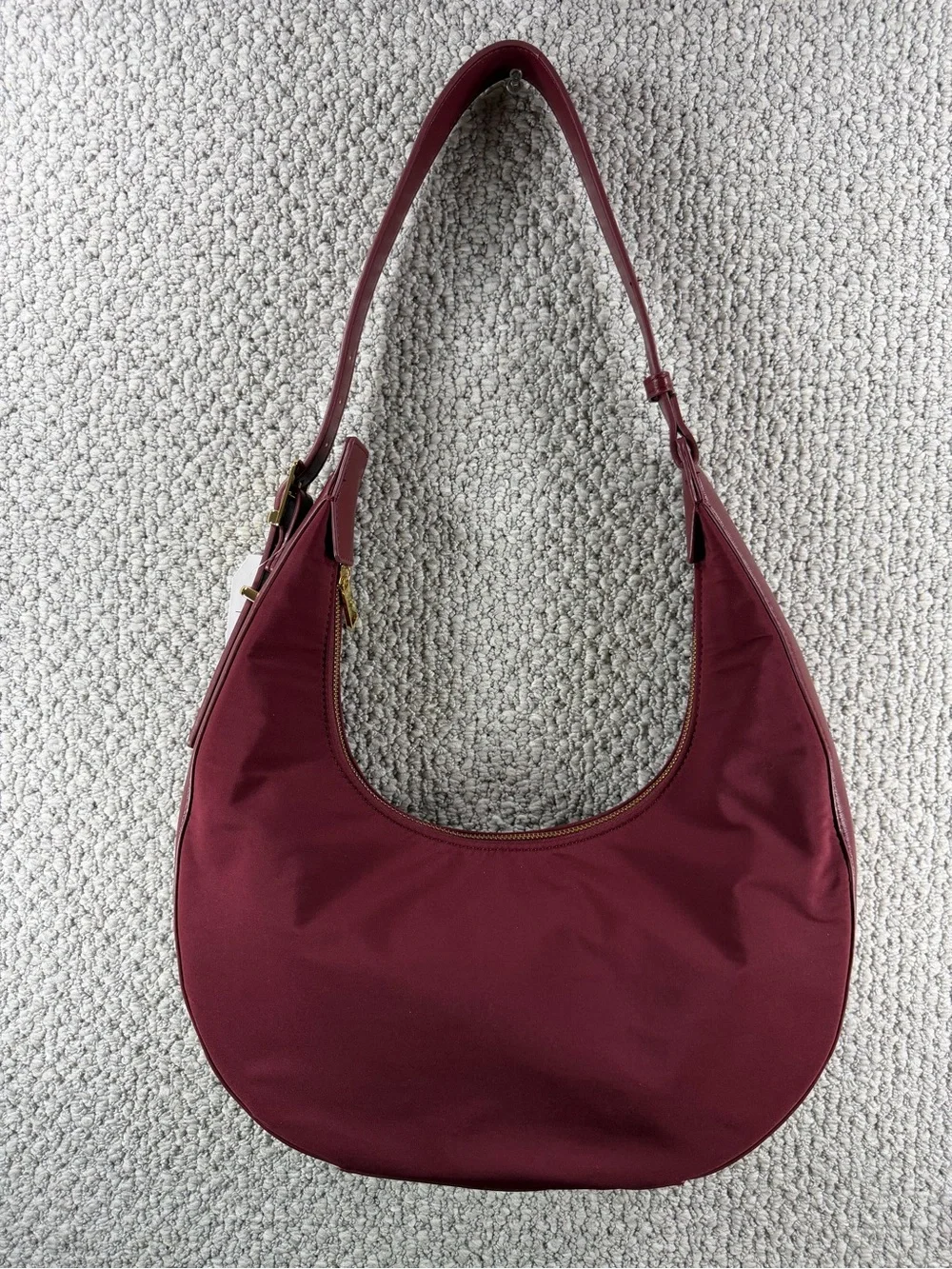 Time and Tru Harbour Hobo Bag Crimson Red Nylon Crescent Shoulder Purse NWT